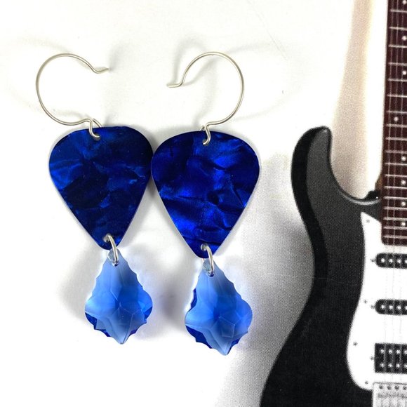 Killer Royal Pearl Guitar Pick Earrings OOAK - Picture 1 of 2